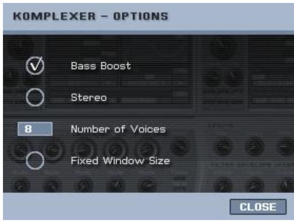 TERRATEC KOMPLEXER - OPTIONS menu - 1