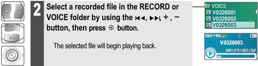 IRIVER T10 - To play a recorded file - 2