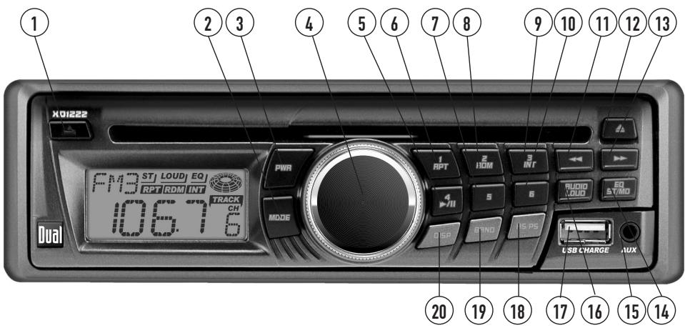 DUAL XD1222 - Control Locations - 1