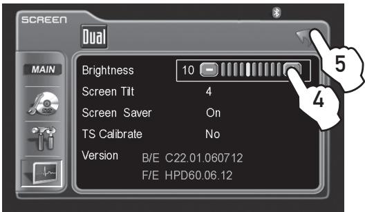 DUAL XDVD8183N - SCREEN Setup - Setting TFT Brightness - 4