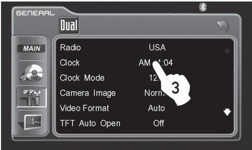 DUAL XDVD8183N - GENERAL Setup - Adjusting the Clock - 3