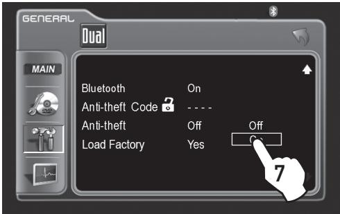 DUAL XDVD8183N - GENERAL Setup - Setting the Anti-theft code - 4