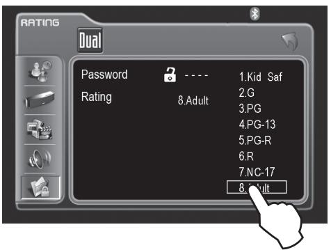 DUAL XDVD8183N - Rating Setting - 1