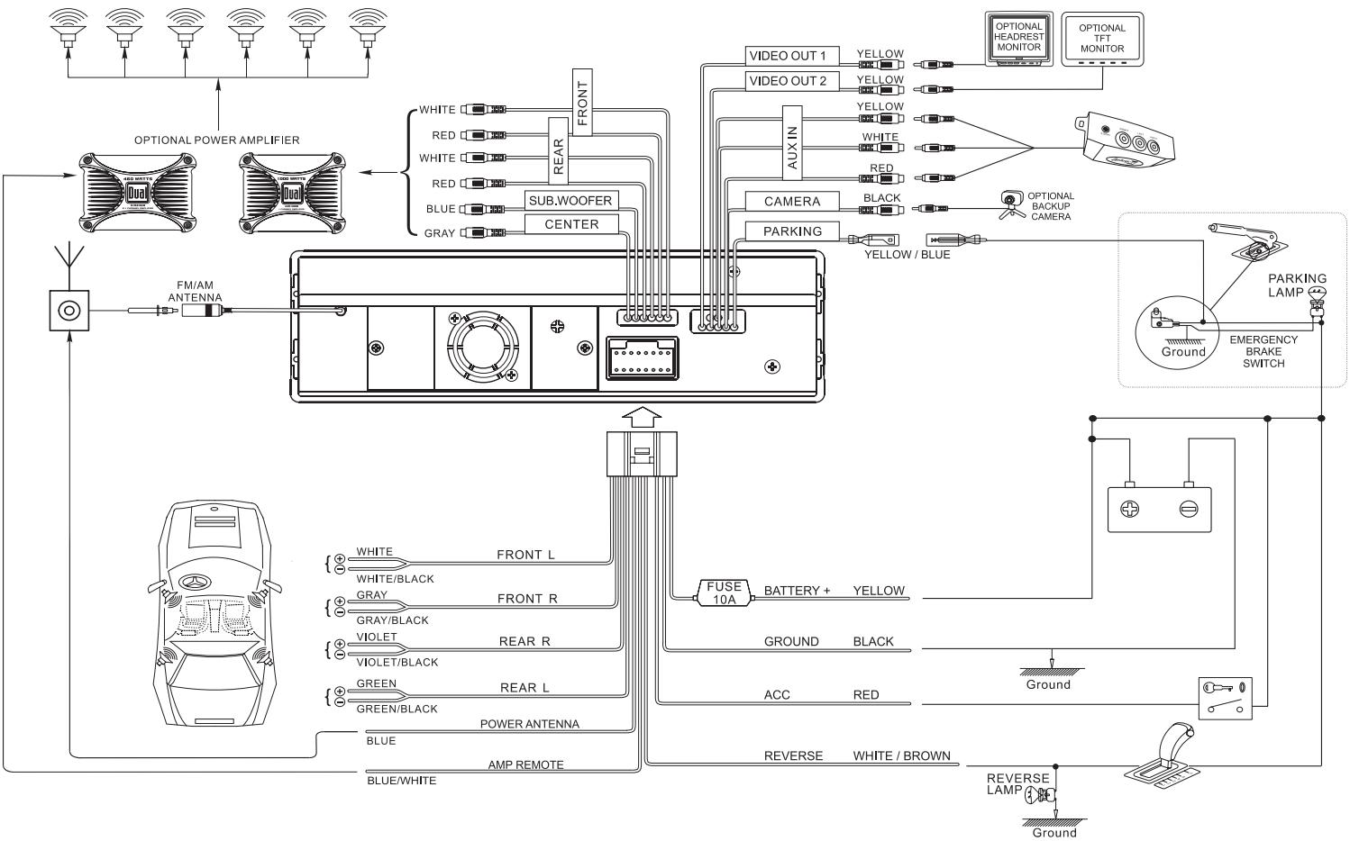 DUAL XDVD8183N - Expanded Wiring Diagram - Inputs/Outputs - 1