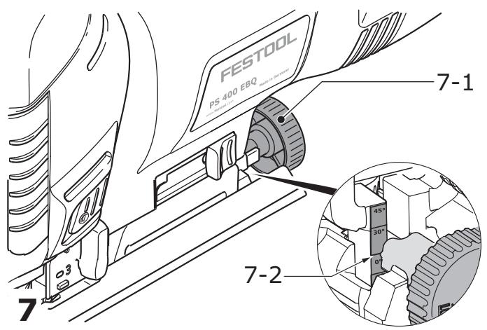 FESTOOL PSB 400 EBQ - Setting the angle - 1