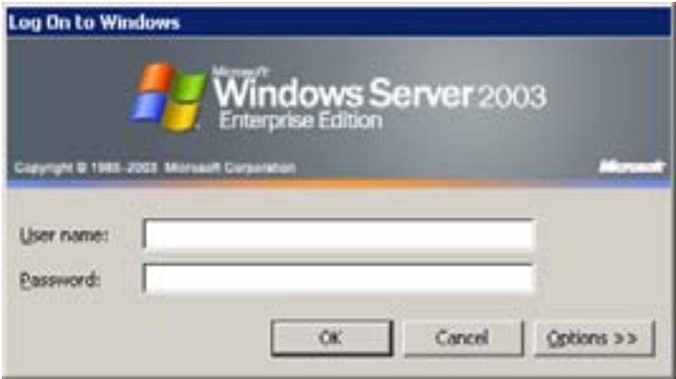 EIZO ECLIENT SC1 - The SC1 connects to the WTS and the "Log On to Windows" dialog box is displayed. - 1