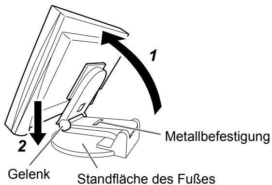 EIZO FLEXSCAN S2231W - Senken Sie den Monitor ab, und entfernen Sie die Metallbefestigung. - 1