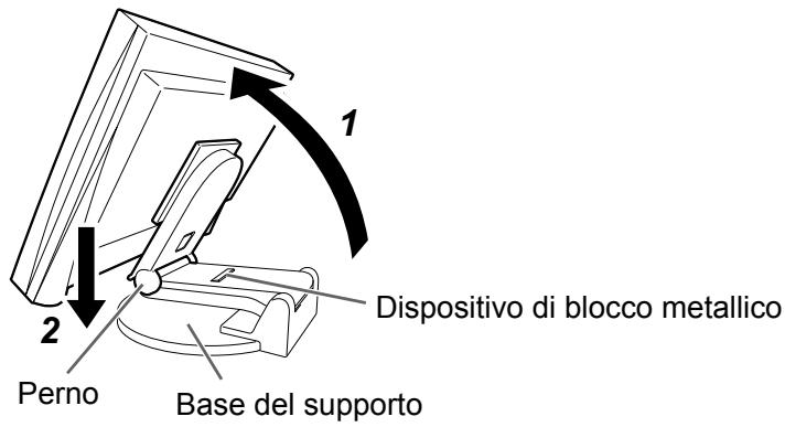 EIZO FLEXSCAN S2231W - Abbassare lo schermo, quindi rimuovere il dispositivo di blocco metallico.能"> - 1