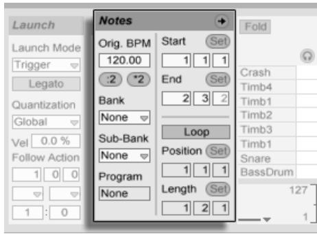 ABLETON LIVE 5 - La zone Notes - 1