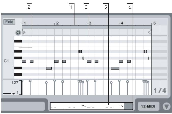 ABLETON LIVE 5 - Navigation et transport dans l'Editeur MIDI - 2