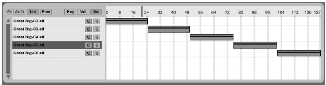 ABLETON LIVE 7 - Zones de sélection d'échantillon - 1