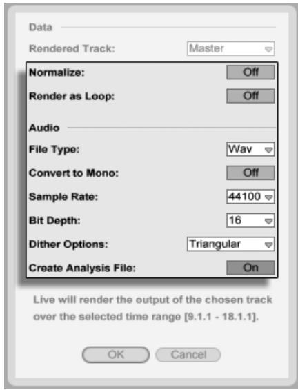 ABLETON LIVE 7 LE - Audio Rendering Options - 1