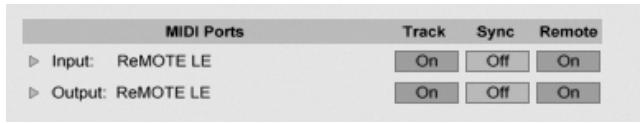 ABLETON LIVE 7 LE - The MIDI Ports List in the Preferences - 1