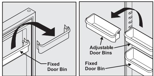 FRIGIDAIRE GPSZ28V9CS4 - To change the position of an adjustable door bin: - 1