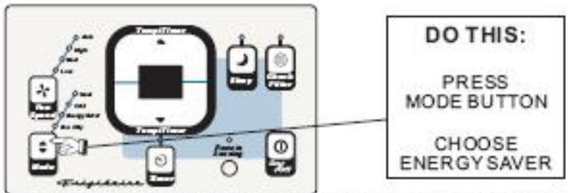 FRIGIDAIRE FAH12ES2T - TO USE THE ENERGY SAVER FEATURE: - 1