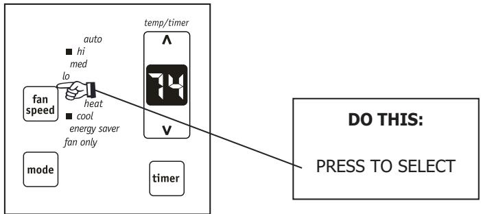 FRIGIDAIRE FRA124HT2 - TO ADJUST FAN SPEEDS: - 1