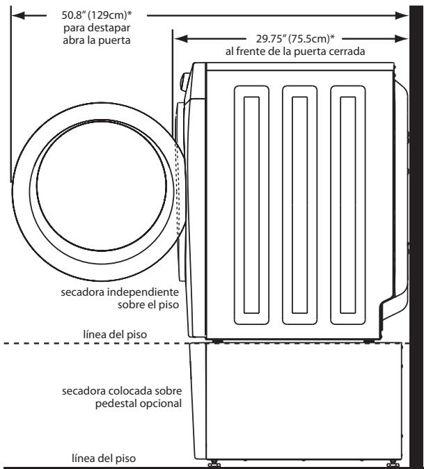 FRIGIDAIRE FAQG7001L - DIMENSIONES DE LA SECADEORA INSTALADA - 1