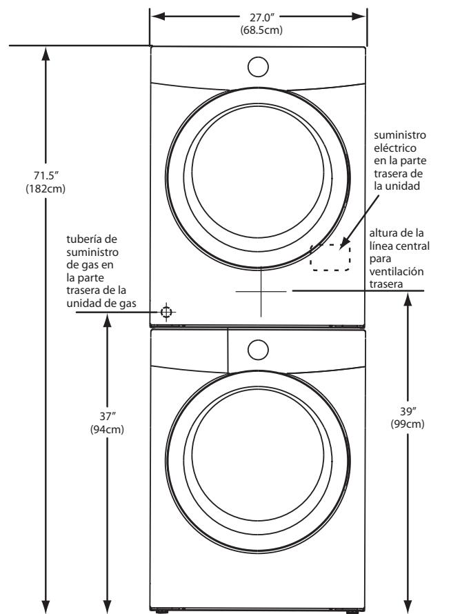 FRIGIDAIRE FAQG7001L - DIMENSIONES DE LA SECADEORA INSTALADA - 4