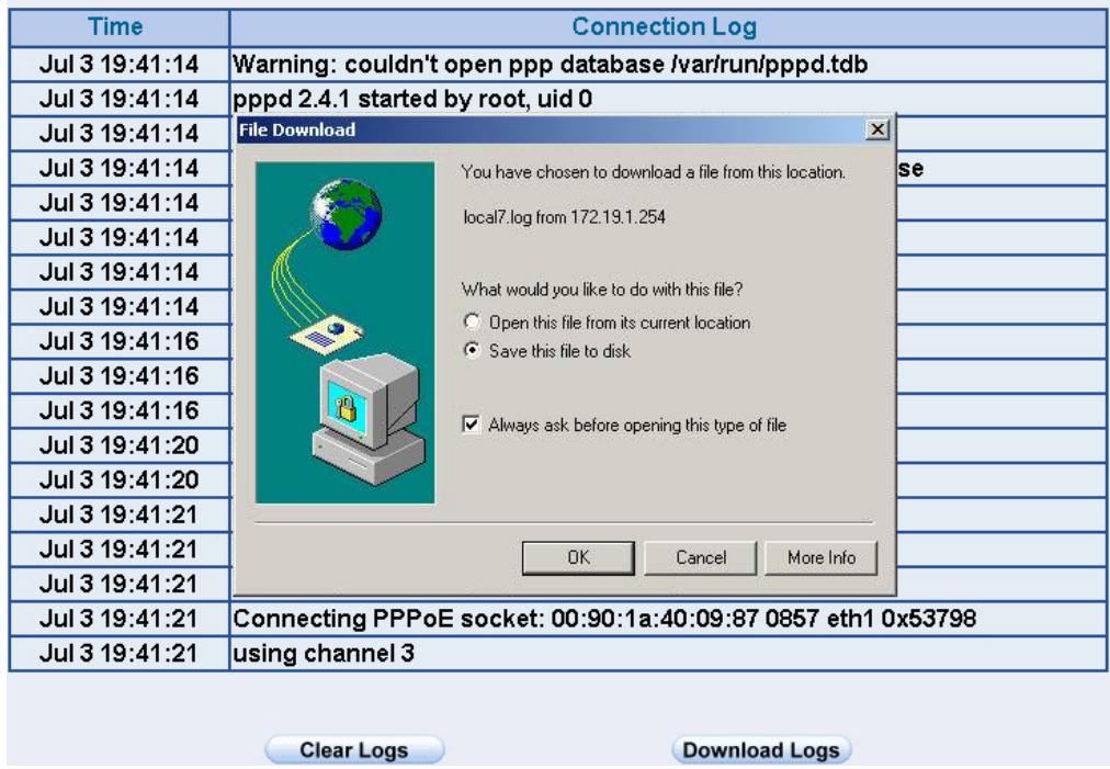 SMC BR21VPN - STEP 2 . Click on Download Logs and select Save in File Download WebUI. And then choose the place to save in PC and click OK; the records will be saved instantly. (Figure18-11) - 1