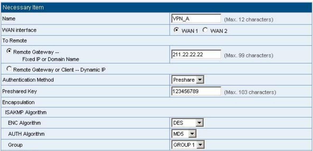 SMC BR21VPN - STEP 4 . Select Preshare in Authentication Method and enter the Preshared Key (max: 100 bits) - 1