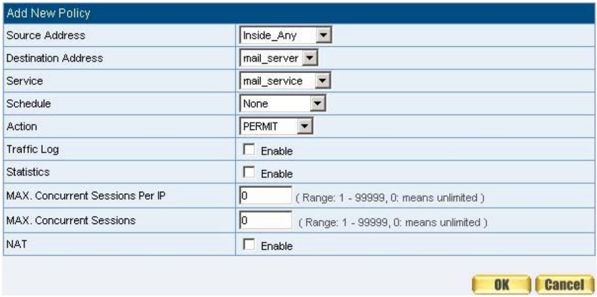 SMC BR21VPN - STEP 5. Complete the policy of restricting the external users to access to internal network server (which may occupy the resource of network) (Figure12-25) - 6