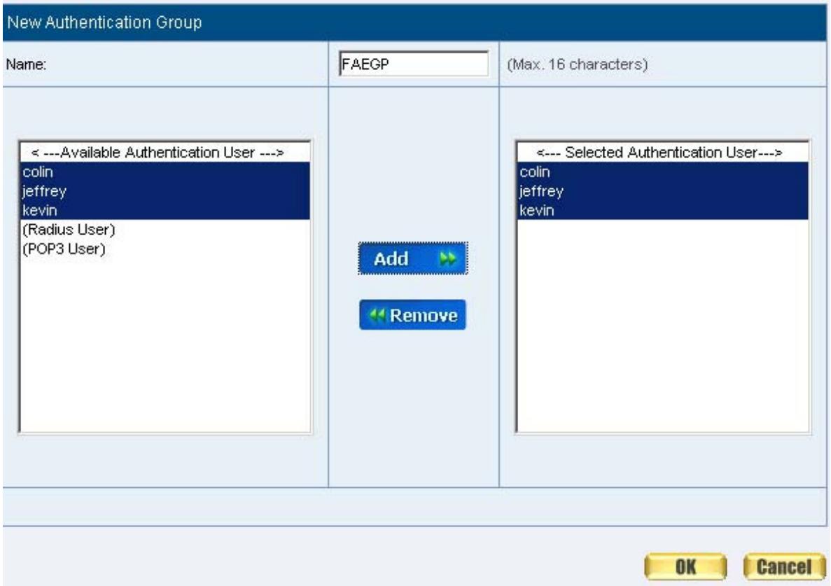 SMC BR21VPN - STEP 2 . Add Auth User Group Setting in Authentication function and enter the following settings: - 1