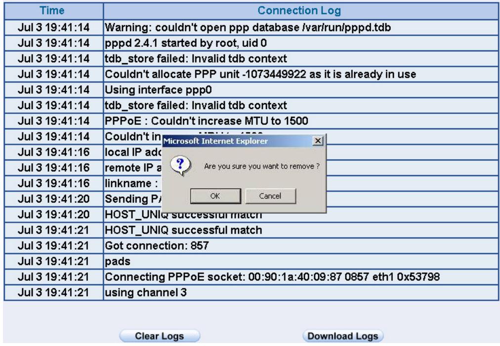 SMC BR21VPN - STEP 3 . Click Clear Logs and click OK on the confirm WebUI, the records will be deleted from the SMC BR21VPN instantly. (Figure18-12) - 1