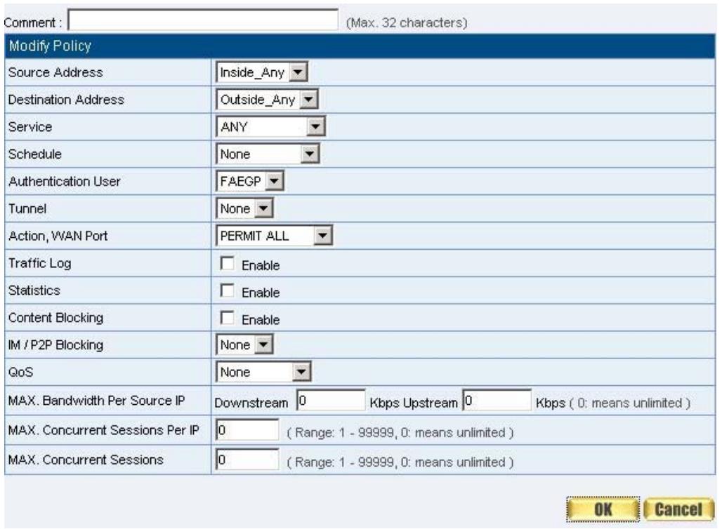 SMC BR21VPN - STEP 3. Add a policy in Outgoing Policy and input the Address and Authentication of STEP 2 (Figure8-6, 8-7) - 1