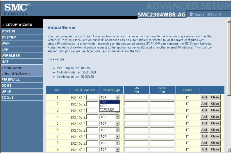 SMC 2304WBR-AG - NAT (translation d'adresses réseau) - 1
