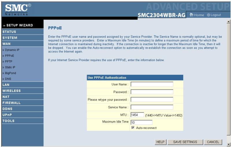 SMC 2304WBR-AG - [Pptp - point-to-point over ethernet] (protocole ppoe) - 1