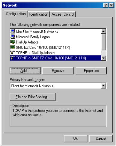 SMC 2304WBR-AG - Configuration de votre ordinateur sous windows 95/98/me - 1