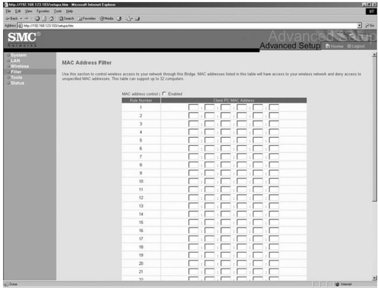 SMC 2482W - | Configure MAC Filtering using Web-based Utility (Access Point mode) - 1