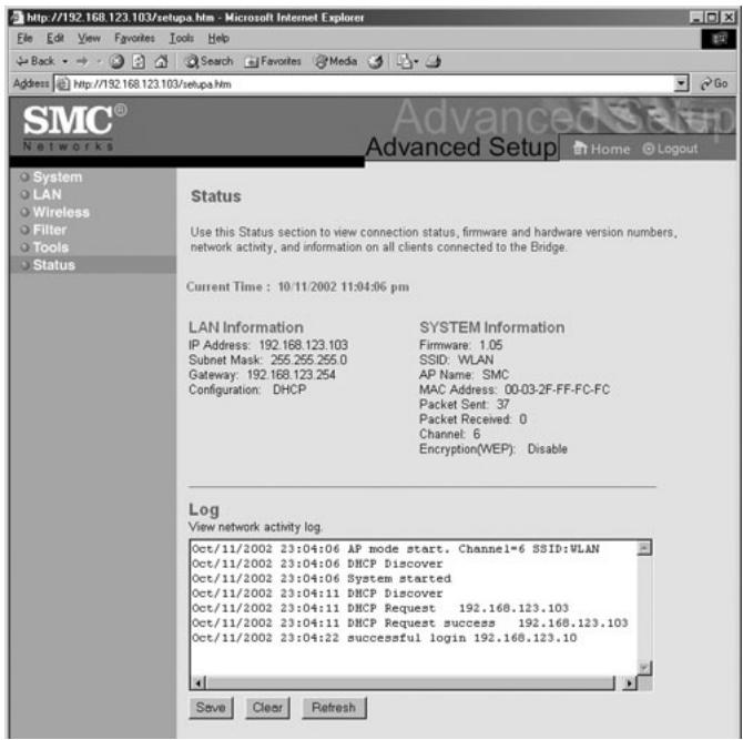 SMC 2482W - | View Wireless Bridge information using Web-based Utility - 1