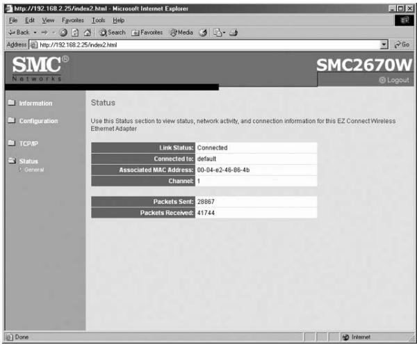 SMC 2670W - |View Wireless Ethernet Adapter information using Web-based Utility - 2