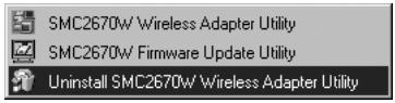 SMC 2670W - Section 9 | Uninstalling the SMC2670W Windows Utility - 1