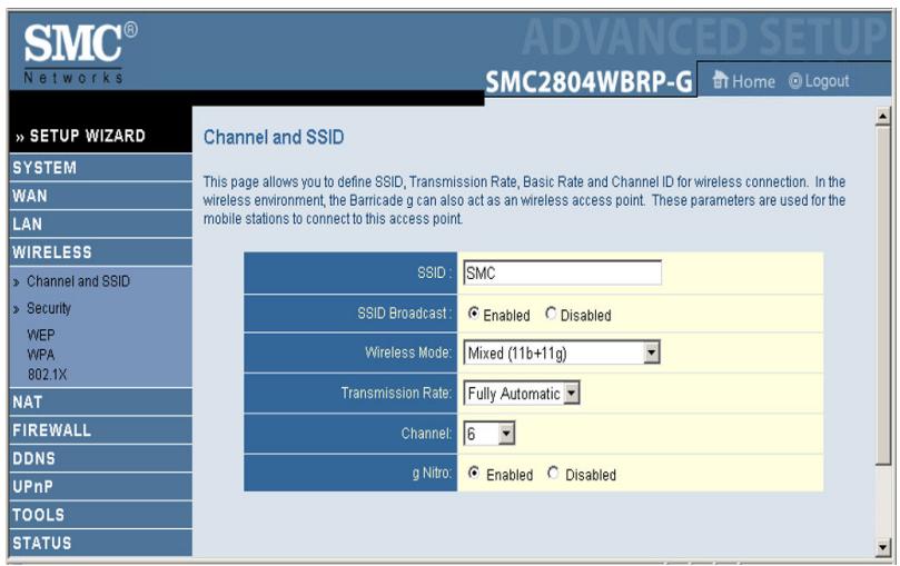SMC 2804WBRP-G - Channel and SSID - 1