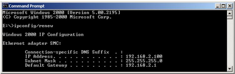 SMC 2804WBRP-G - Then type ipconfig/renew. - 1