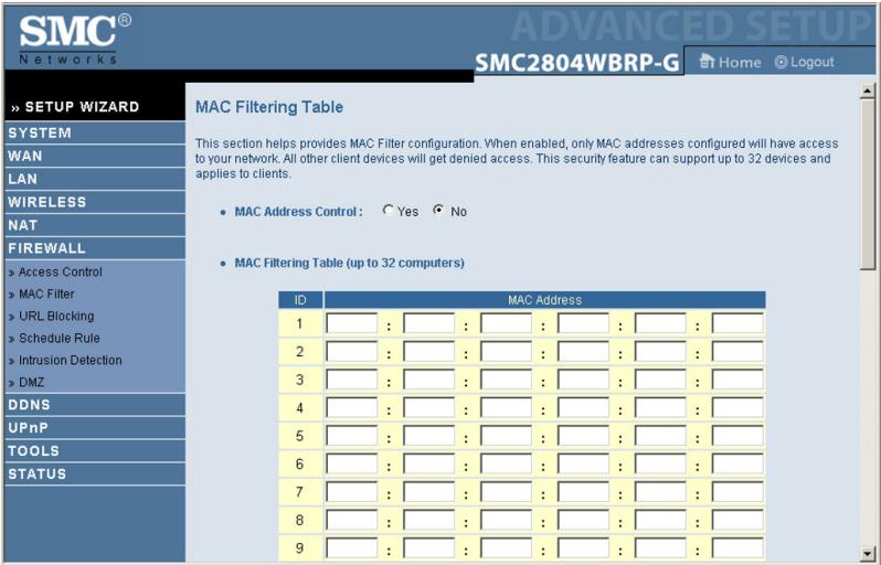 SMC 2804WBRP-G - MAC Filter - 1