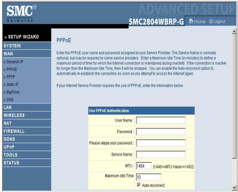 SMC 2804WBRP-G - Point-to-Point Over Ethernet (PPPoE) - 1