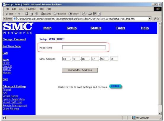 SMC 7004ABR - Configuring Your Barricade for a Dynamic IP Address - 2