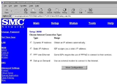 SMC 7004ABR - Configuring Your Barricade for Dialup on Demand - 1