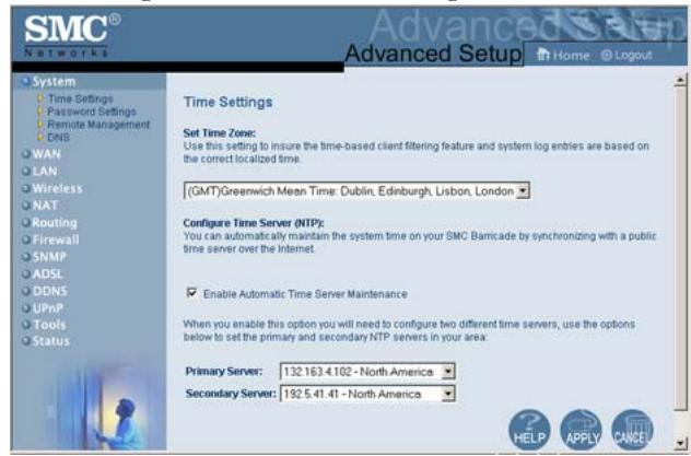 SMC 7804WBRB - Time Settings - 1