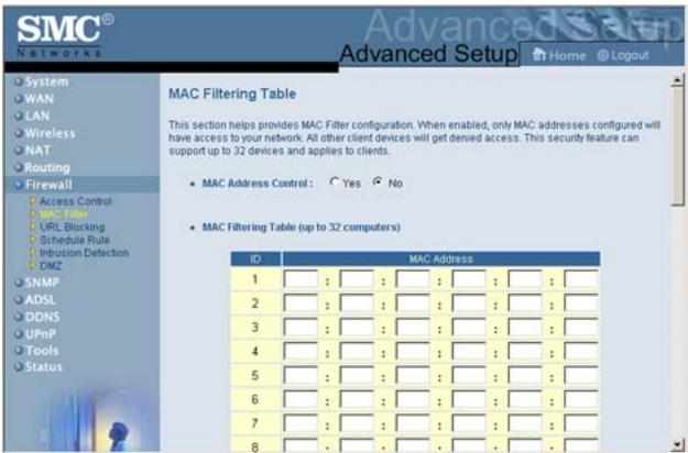 SMC 7804WBRB - MAC Filter - 1