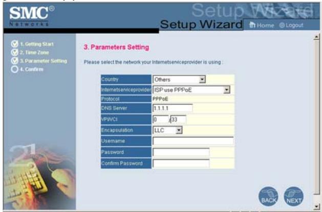 SMC 7804WBRB - ISP use PPPoE - Parameter Setting - 1