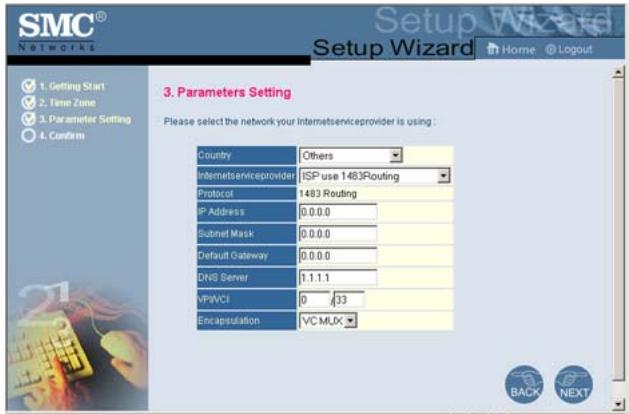 SMC 7804WBRB - ISP use RFC1483 Routing - Parameter Setting - 1