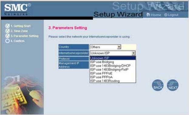 SMC 7804WBRB - Parameter Setting - Country or ISP Not Listed - 2