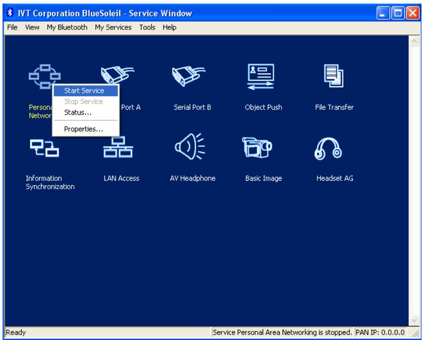 SMC BT-EDR - Step 5: Start the PAN service on Computer A. - 1