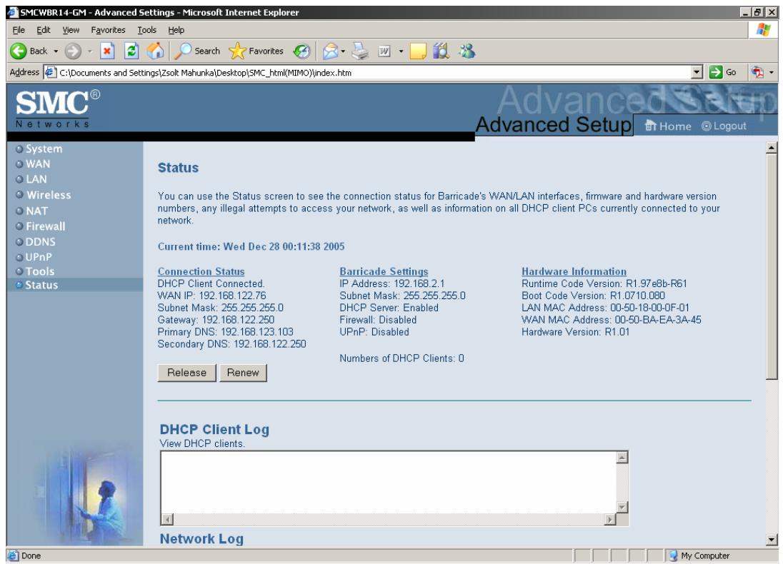 SMC WBR14-GM - Status - 1