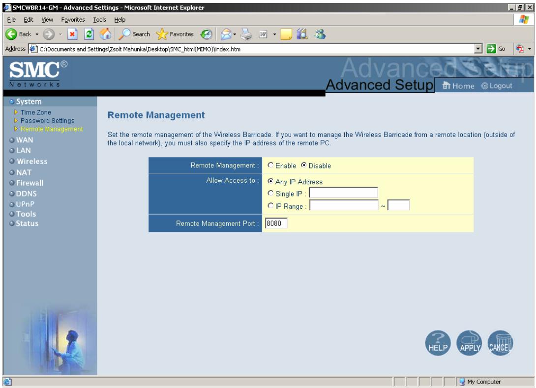 SMC WBR14-GM - Enable / Disable Remote Management - 1