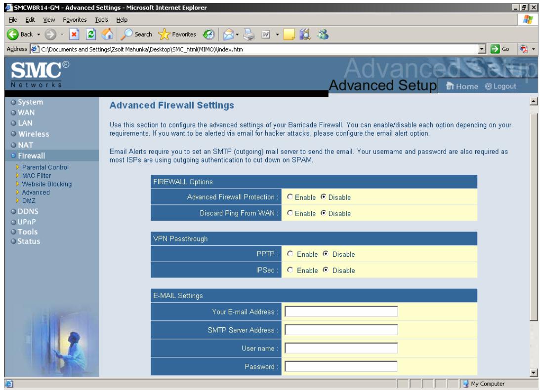 SMC WBR14-GM - Advanced Firewall Settings - 1